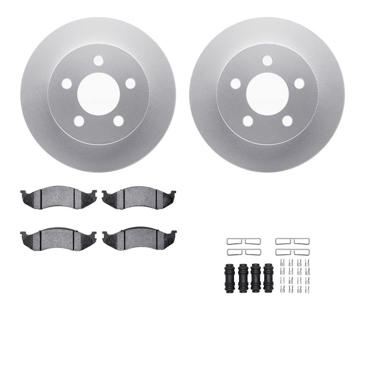 4212-42081 Geospec Brake Rotors w/Heavy-Duty Brake Pads & Hardware, 1999-2006 Mopar, Position: Front