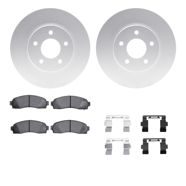 4212-47107 Geospec Brake Rotors w/Heavy-Duty Brake Pads & Hardware, 2002-2007 GM, Position: Front