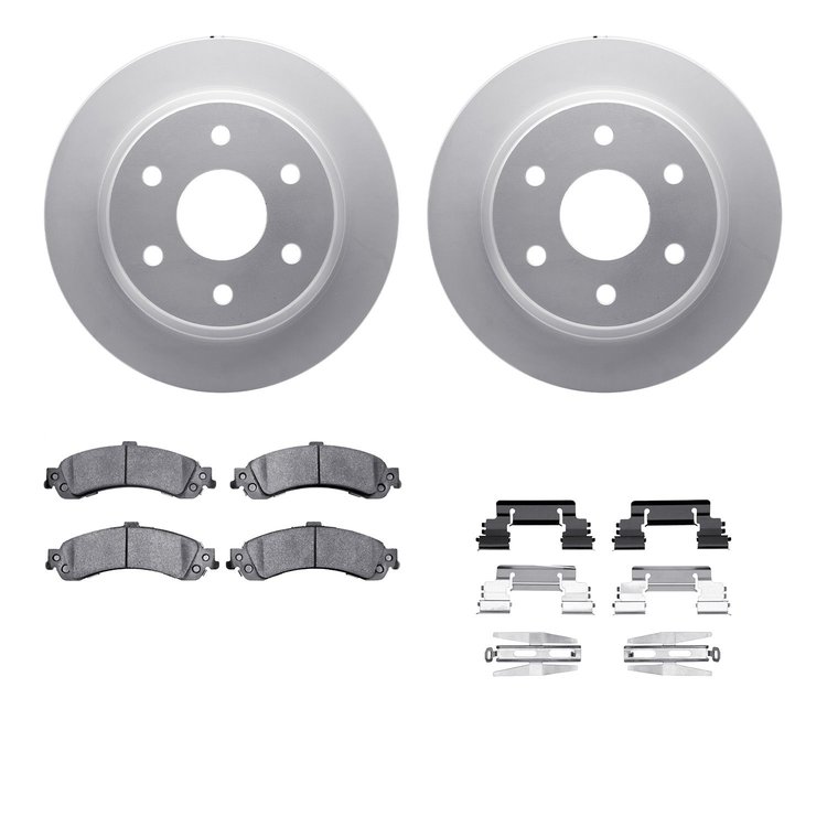 4212-48010 Geospec Brake Rotors w/Heavy-Duty Brake Pads & Hardware, 2000-2006 GM, Position: Rear