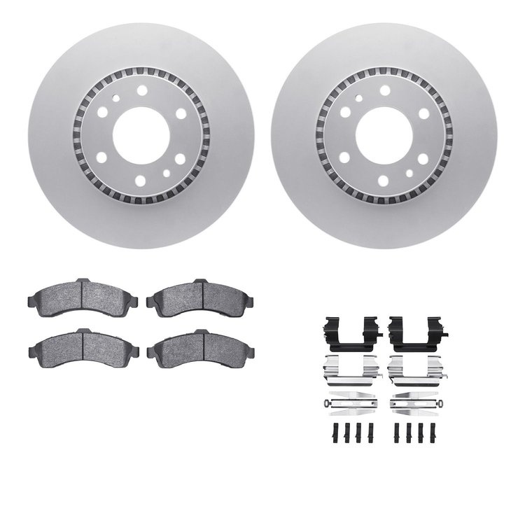 4212-48015 Geospec Brake Rotors w/Heavy-Duty Brake Pads & Hardware, 2002-2005 GM, Position: Front