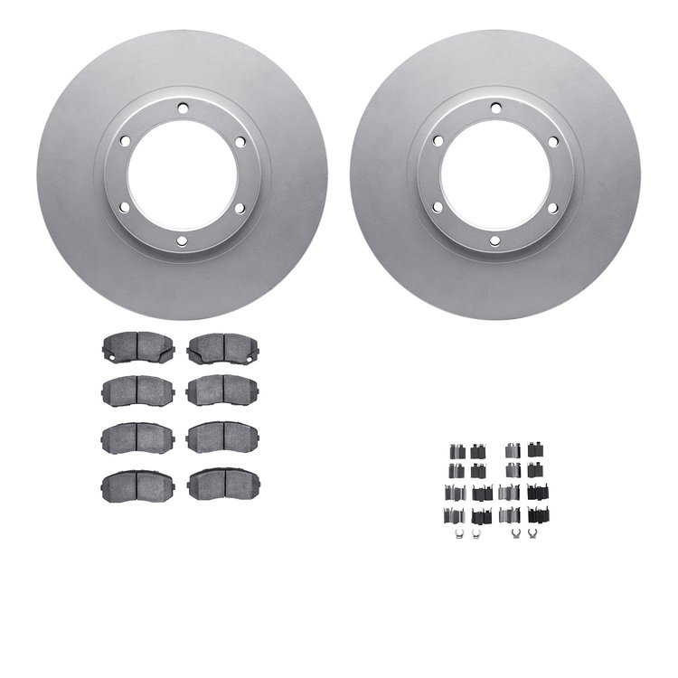 4212-72086 Geospec Brake Rotors w/Heavy-Duty Brake Pads & Hardware, 2010-2011 Freightliner, Position: Front