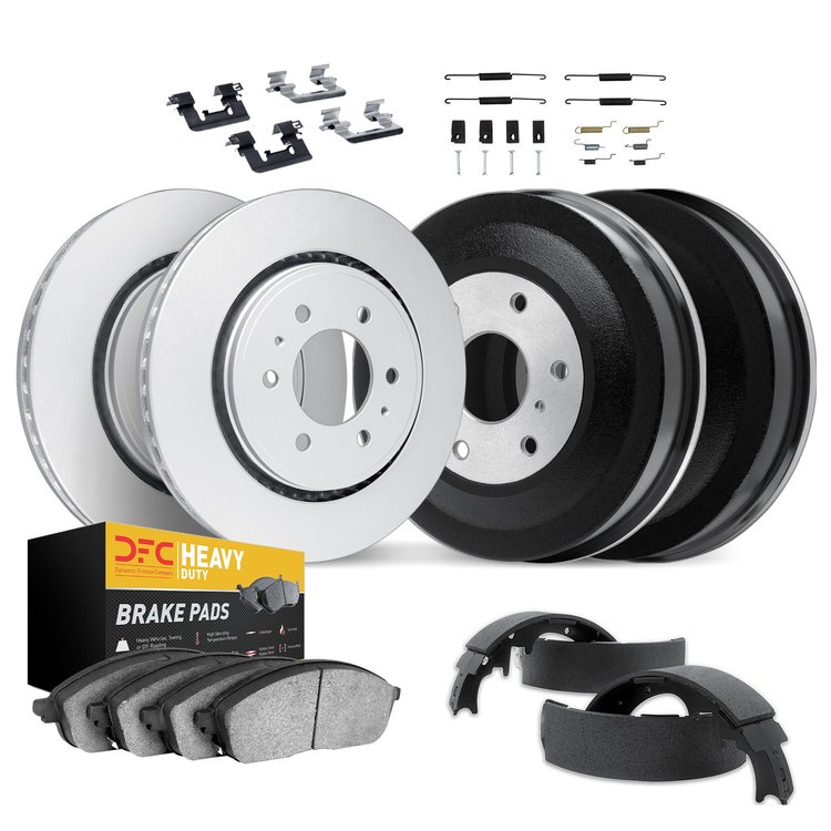 4214-40066 Geospec Brake Rotors w/Heavy-Duty Brake Pads/Drums/Shoes & Hardware Kit, 1999-1999 Mopar, Position: Front and Rear