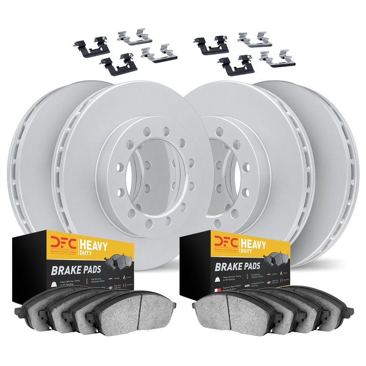 4214-72042 Geospec Brake Rotors w/Heavy-Duty Brake Pads & Hardware, 2010-2011 Freightliner, Position: Front and Rear