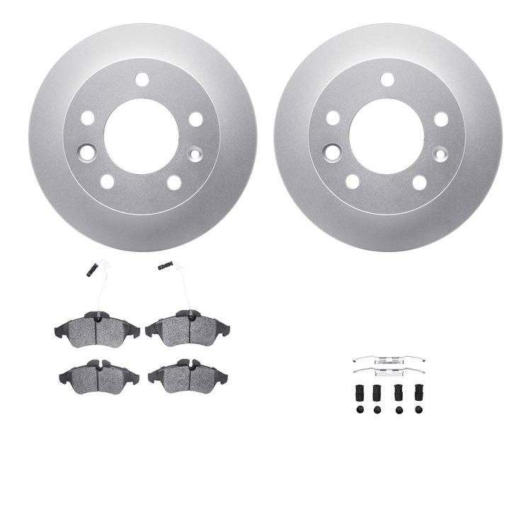 4222-40003 Geospec Brake Rotors w/Heavy-Duty Brake Pads/Sensor & Hardware Kit, 2002-2006 Multiple Makes/Models, Position: Front