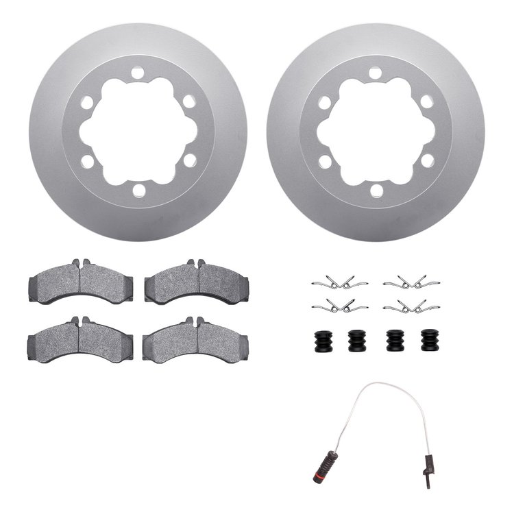 4222-40004 Geospec Brake Rotors w/Heavy-Duty Brake Pads/Sensor & Hardware Kit, 2006-2006 Mopar, Position: Rear