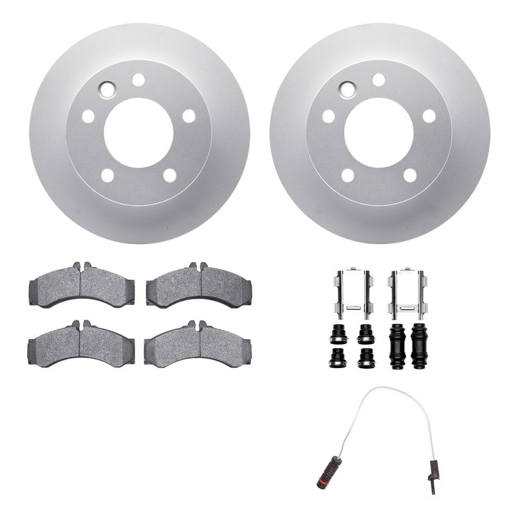 4222-40008 Geospec Brake Rotors w/Heavy-Duty Brake Pads/Sensor & Hardware Kit, 2003-2006 Mopar, Position: Front