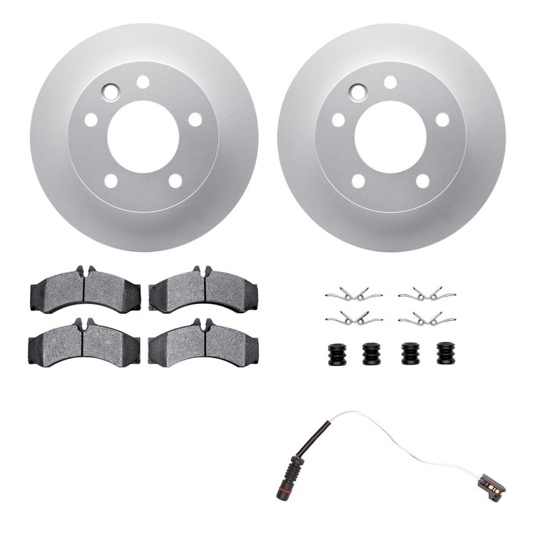 4222-40010 Geospec Brake Rotors w/Heavy-Duty Brake Pads/Sensor & Hardware Kit, 2003-2006 Mopar, Position: Front