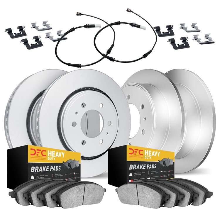 4224-40007 Geospec Brake Rotors w/Heavy-Duty Brake Pads/Sensor & Hardware Kit, 2007-2017 Multiple Makes/Models, Position: Front