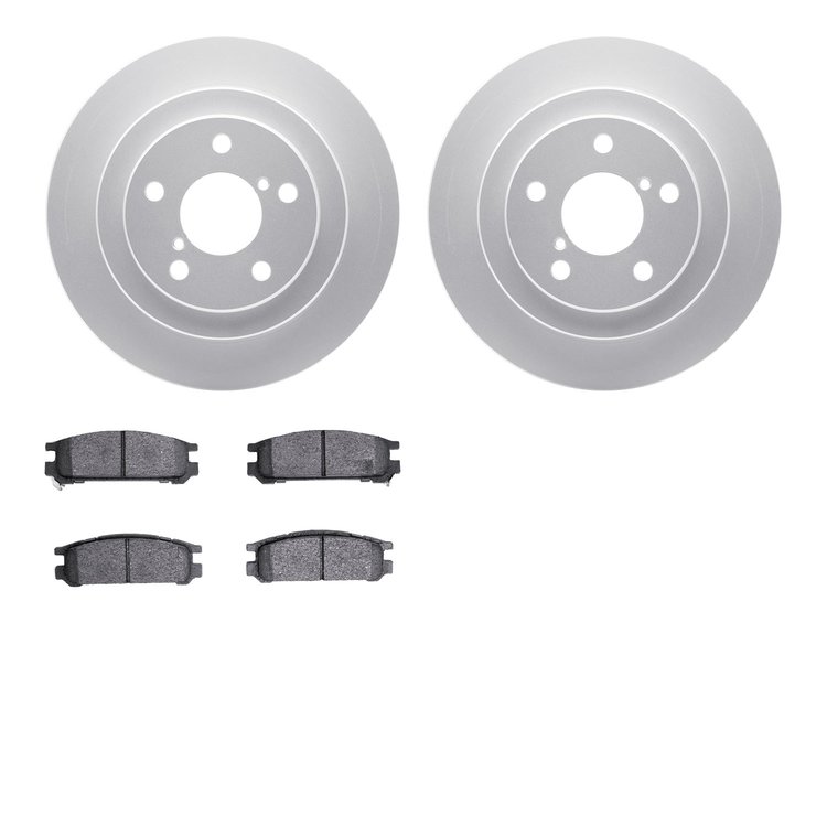 4302-13003 Geospec Brake Rotors with 3000-Series Ceramic Brake Pads Kit, 1990-1999 Subaru, Position: Rear