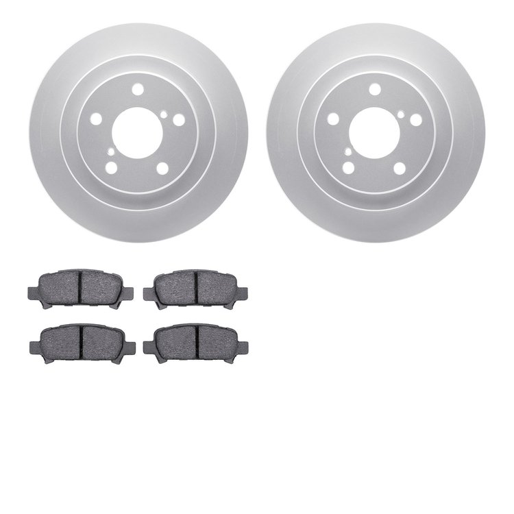 4302-13009 Geospec Brake Rotors with 3000-Series Ceramic Brake Pads Kit, 1998-2003 Subaru, Position: Rear
