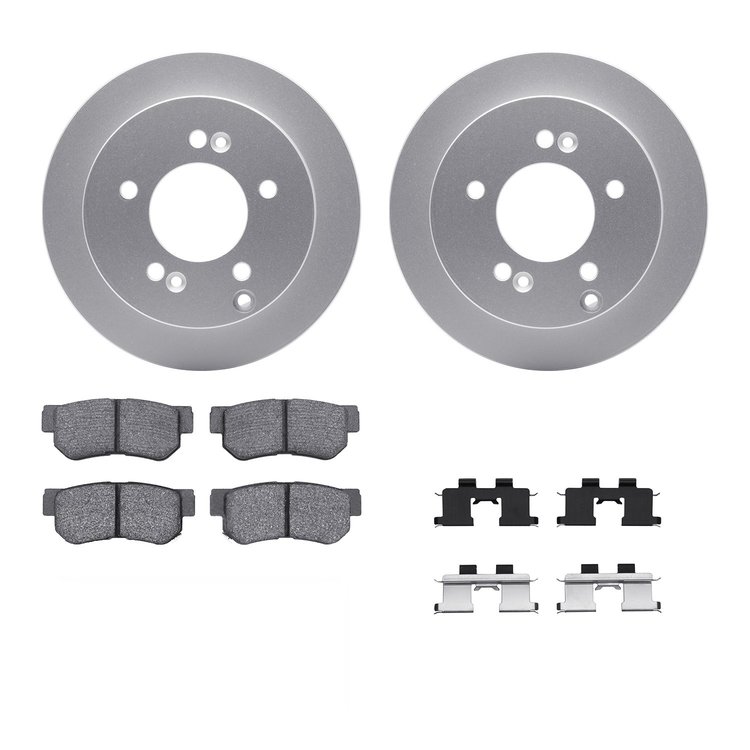 4312-03005 Geospec Brake Rotors with 3000-Series Ceramic Brake Pads & Hardware, 2001-2010 Kia/Hyundai/Genesis, Position: Rear