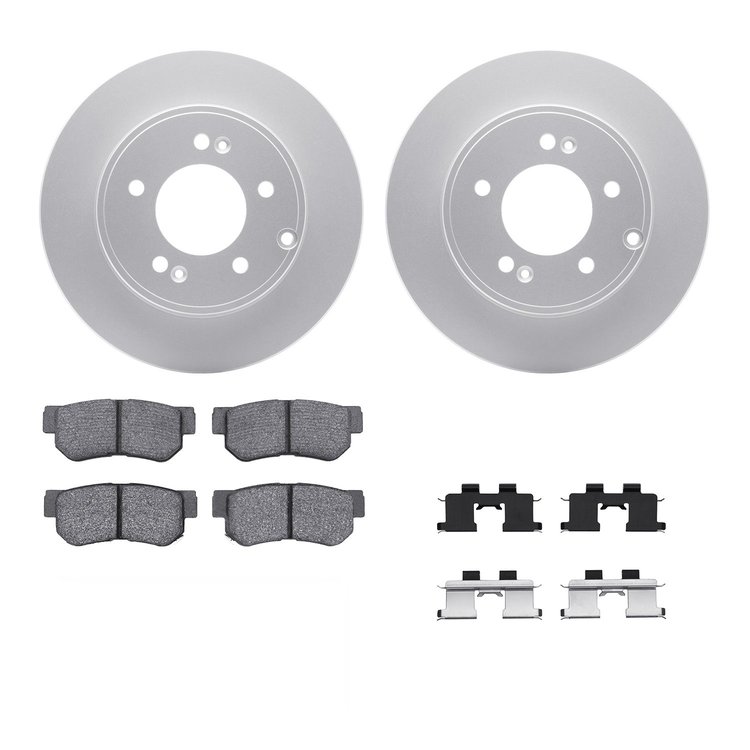 4312-03006 Geospec Brake Rotors with 3000-Series Ceramic Brake Pads & Hardware, 2005-2008 Kia/Hyundai/Genesis, Position: Rear