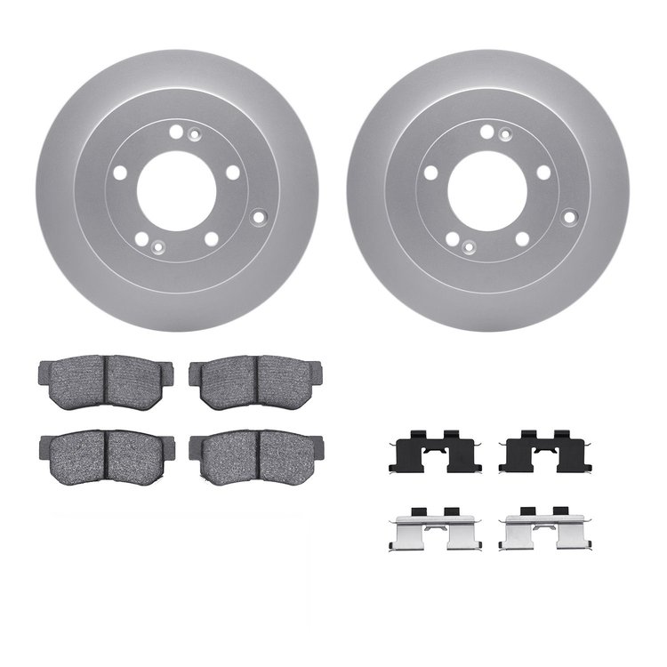4312-03007 Geospec Brake Rotors with 3000-Series Ceramic Brake Pads & Hardware, 2006-2009 Kia/Hyundai/Genesis, Position: Rear