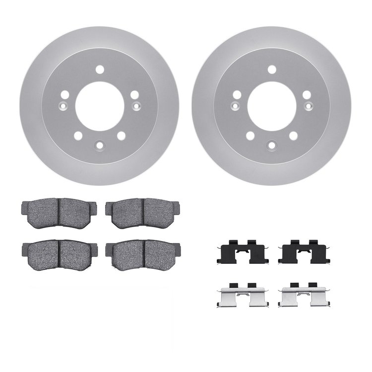 4312-03008 Geospec Brake Rotors with 3000-Series Ceramic Brake Pads & Hardware, 2007-2009 Kia/Hyundai/Genesis, Position: Rear
