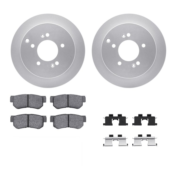 4312-03009 Geospec Brake Rotors with 3000-Series Ceramic Brake Pads & Hardware, 2001-2010 Kia/Hyundai/Genesis, Position: Rear