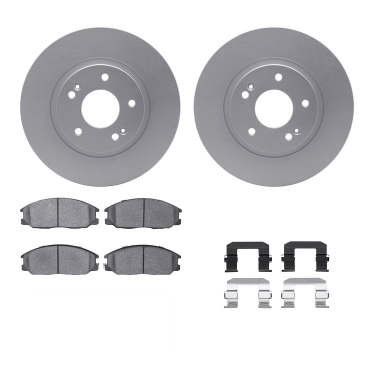 4312-03010 Geospec Brake Rotors with 3000-Series Ceramic Brake Pads & Hardware, 2001-2006 Kia/Hyundai/Genesis, Position: Front