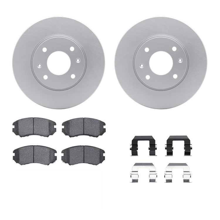 4312-03011 Geospec Brake Rotors with 3000-Series Ceramic Brake Pads & Hardware, 2002-2006 Kia/Hyundai/Genesis, Position: Front