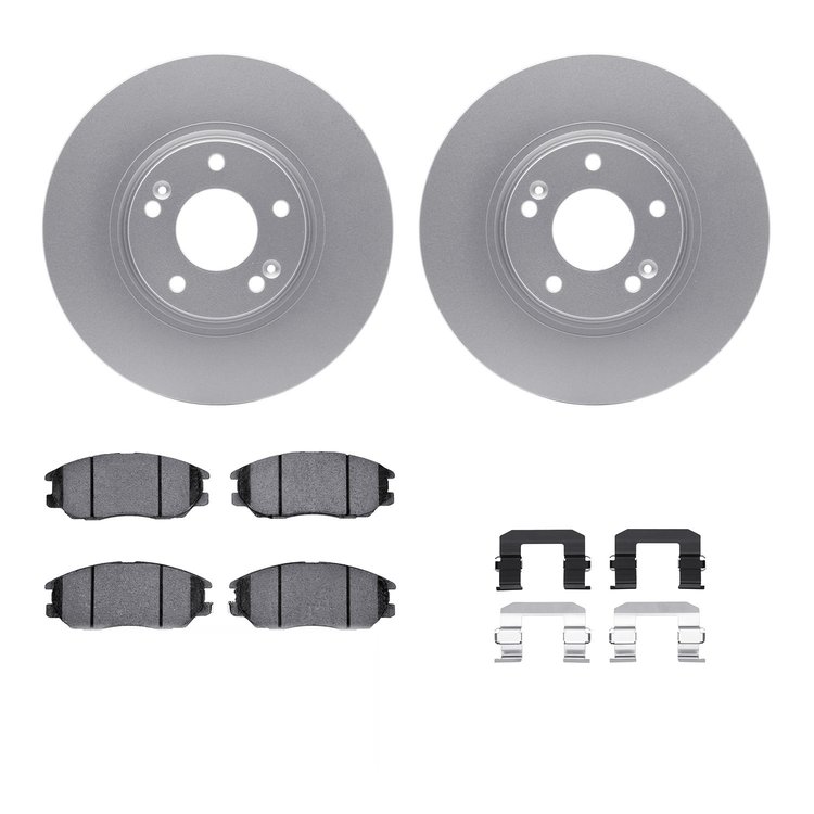 4312-03014 Geospec Brake Rotors with 3000-Series Ceramic Brake Pads & Hardware, 2004-2006 Kia/Hyundai/Genesis, Position: Front