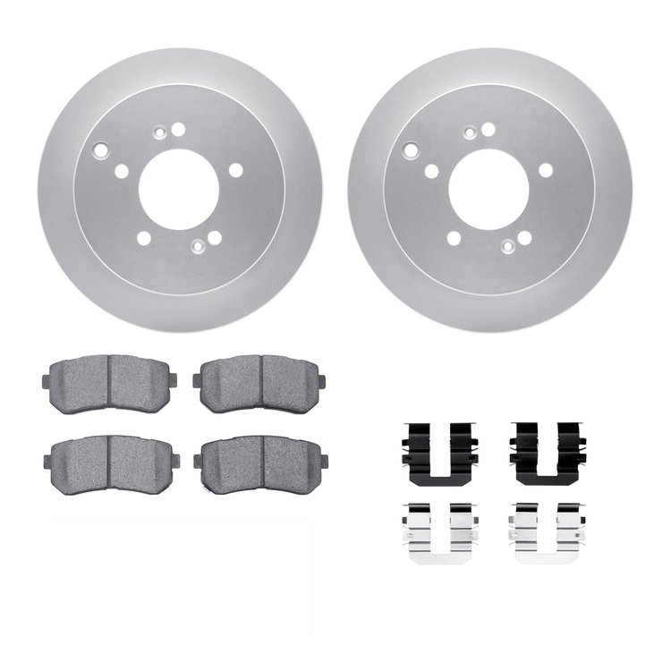 4312-03023 Geospec Brake Rotors with 3000-Series Ceramic Brake Pads & Hardware, 2010-2016 Kia/Hyundai/Genesis, Position: Rear
