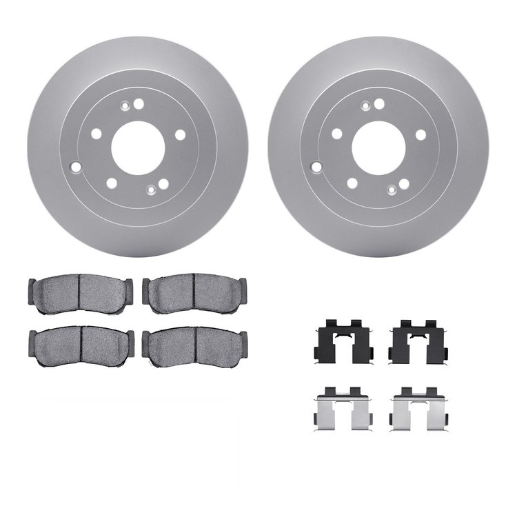 4312-03031 Geospec Brake Rotors with 3000-Series Ceramic Brake Pads & Hardware, 2007-2009 Kia/Hyundai/Genesis, Position: Rear