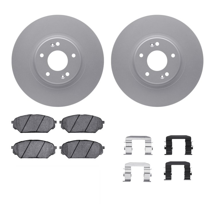 4312-03032 Geospec Brake Rotors with 3000-Series Ceramic Brake Pads & Hardware, 2007-2012 Kia/Hyundai/Genesis, Position: Front