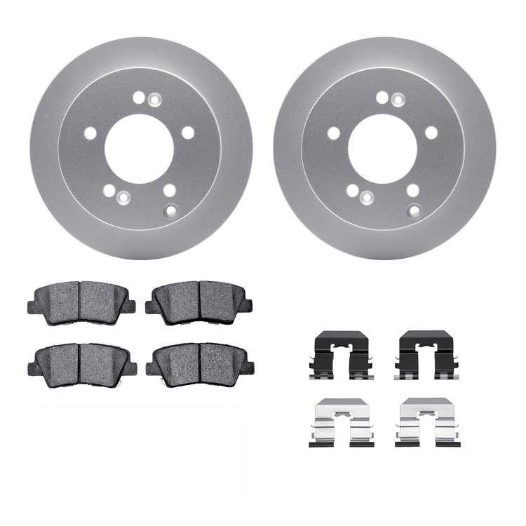 4312-03035 Geospec Brake Rotors with 3000-Series Ceramic Brake Pads & Hardware, 2008-2010 Kia/Hyundai/Genesis, Position: Rear