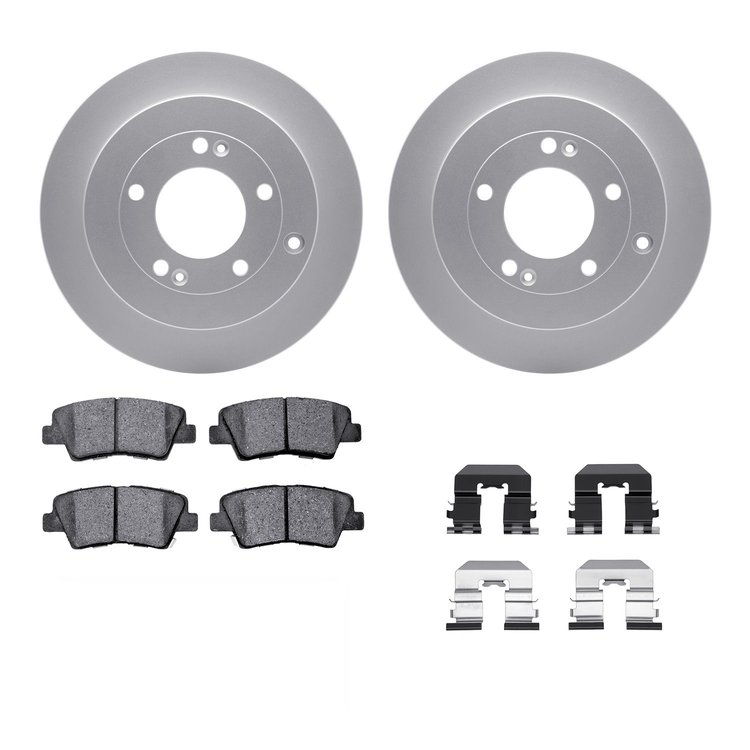 4312-03037 Geospec Brake Rotors with 3000-Series Ceramic Brake Pads & Hardware, 2007-2009 Kia/Hyundai/Genesis, Position: Rear
