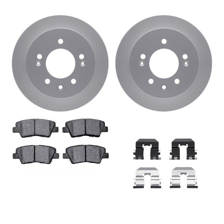 4312-03038 Geospec Brake Rotors with 3000-Series Ceramic Brake Pads & Hardware, 2010-2010 Kia/Hyundai/Genesis, Position: Rear