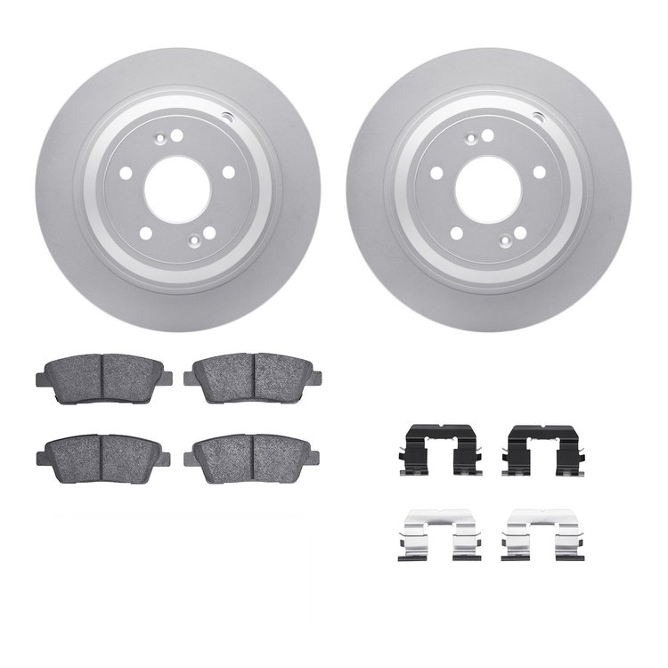 4312-03053 Geospec Brake Rotors with 3000-Series Ceramic Brake Pads & Hardware, 2010-2017 Kia/Hyundai/Genesis, Position: Rear