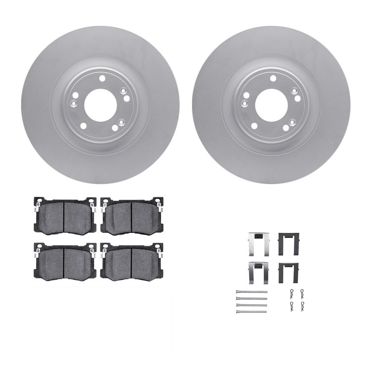4312-03059 Geospec Brake Rotors with 3000-Series Ceramic Brake Pads & Hardware, 2015-2017 Kia/Hyundai/Genesis, Position: Front