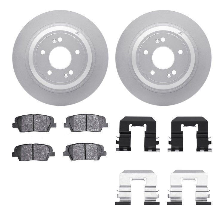 4312-03071 Geospec Brake Rotors with 3000-Series Ceramic Brake Pads & Hardware, 2009-2009 Kia/Hyundai/Genesis, Position: Rear