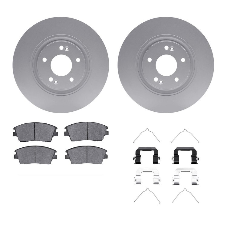 4312-03077 Geospec Brake Rotors with 3000-Series Ceramic Brake Pads & Hardware, Fits Select Kia/Hyundai/Genesis, Position: Front