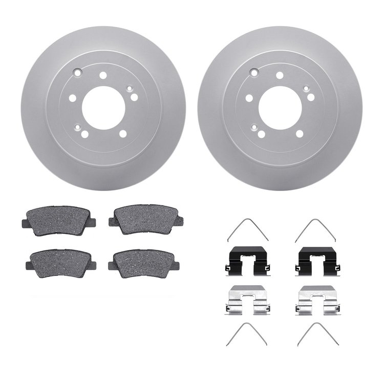 4312-03078 Geospec Brake Rotors with 3000-Series Ceramic Brake Pads & Hardware, Fits Select Kia/Hyundai/Genesis, Position: Rear