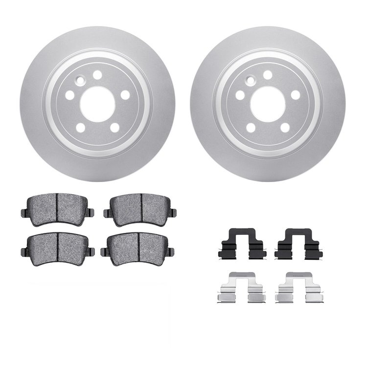 4312-11013 Geospec Brake Rotors with 3000-Series Ceramic Brake Pads & Hardware, 2013-2015 Land Rover, Position: Rear