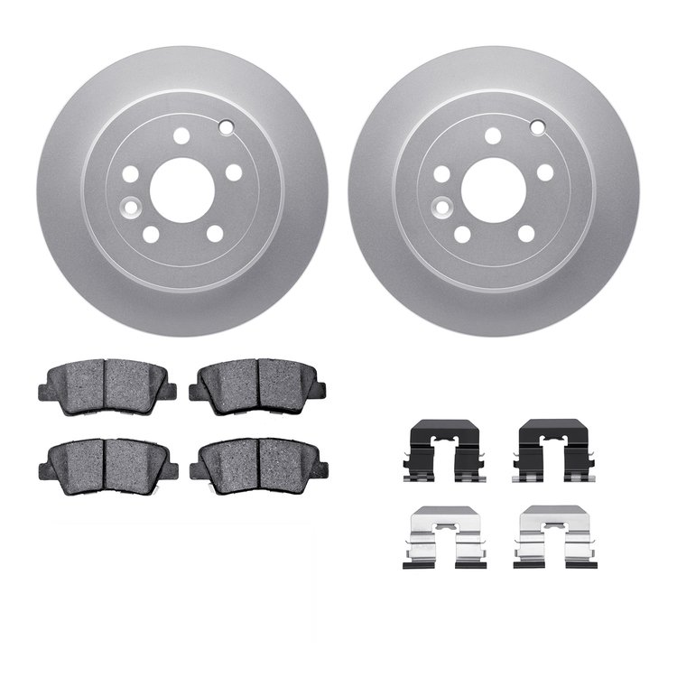 4312-11014 Geospec Brake Rotors with 3000-Series Ceramic Brake Pads & Hardware, 2008-2012 Land Rover, Position: Rear