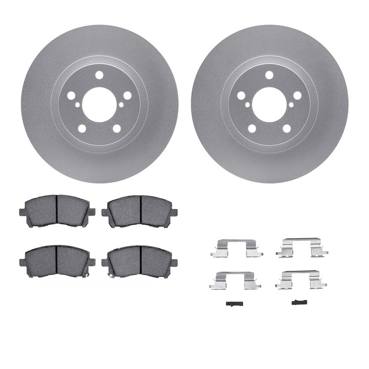 4312-13006 Geospec Brake Rotors with 3000-Series Ceramic Brake Pads & Hardware, 1997-2002 Subaru, Position: Front