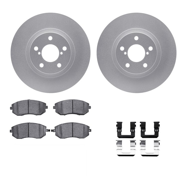 4312-13013 Geospec Brake Rotors with 3000-Series Ceramic Brake Pads & Hardware, 2002-2010 GM, Position: Front
