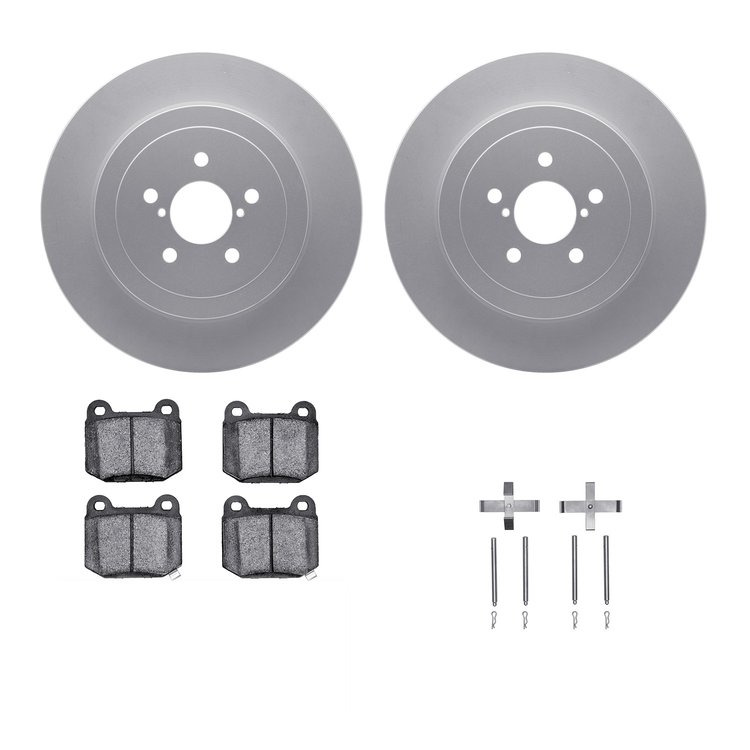 4312-13016 Geospec Brake Rotors with 3000-Series Ceramic Brake Pads & Hardware, 2003-2004 Subaru, Position: Rear
