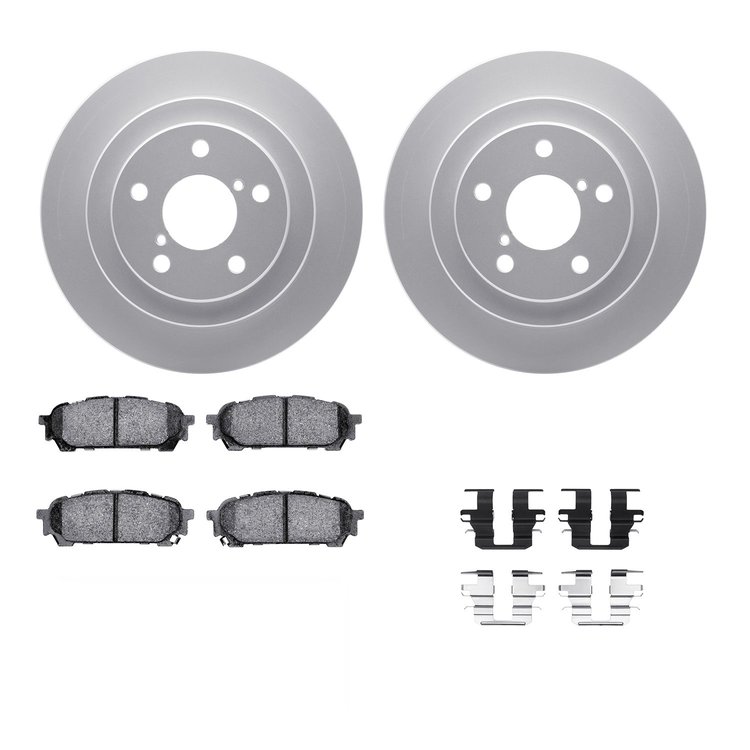 4312-13022 Geospec Brake Rotors with 3000-Series Ceramic Brake Pads & Hardware, 2003-2008 GM, Position: Rear