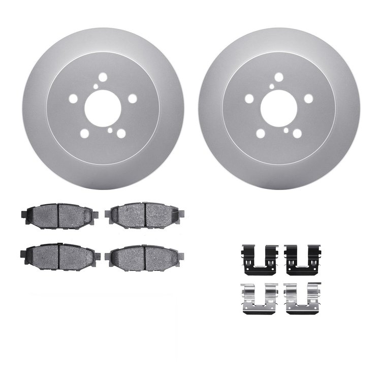 4312-13026 Geospec Brake Rotors with 3000-Series Ceramic Brake Pads & Hardware, 2005-2009 Subaru, Position: Rear