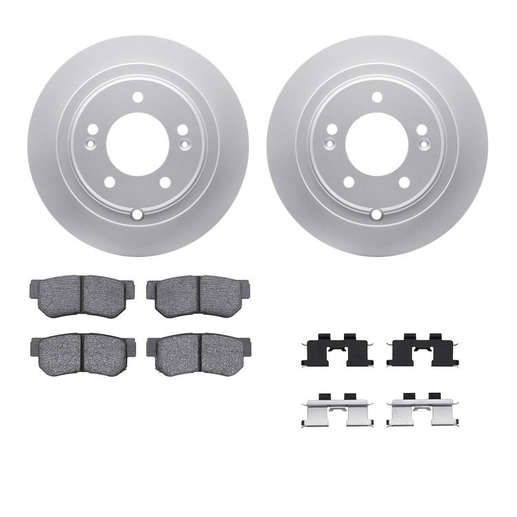 4312-21002 Geospec Brake Rotors with 3000-Series Ceramic Brake Pads & Hardware, 2004-2006 Kia/Hyundai/Genesis, Position: Rear