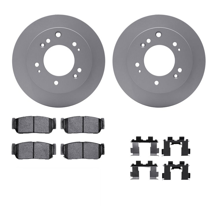 4312-21009 Geospec Brake Rotors with 3000-Series Ceramic Brake Pads & Hardware, 2003-2006 Kia/Hyundai/Genesis, Position: Rear