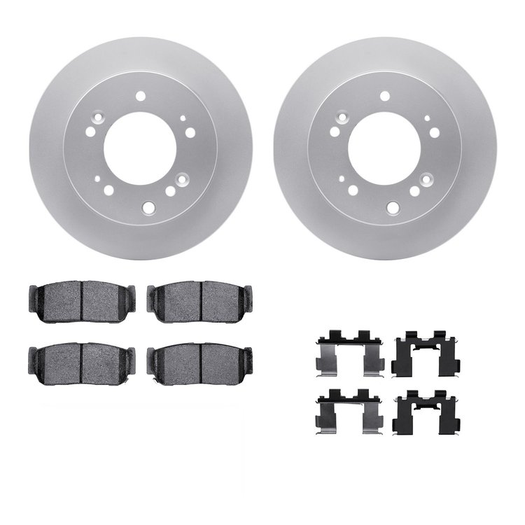 4312-21010 Geospec Brake Rotors with 3000-Series Ceramic Brake Pads & Hardware, 2007-2009 Kia/Hyundai/Genesis, Position: Rear