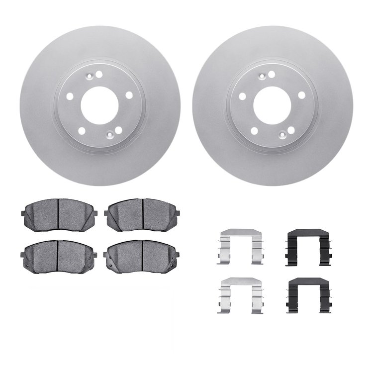 4312-21015 Geospec Brake Rotors with 3000-Series Ceramic Brake Pads & Hardware, 2012-2016 Kia/Hyundai/Genesis, Position: Front