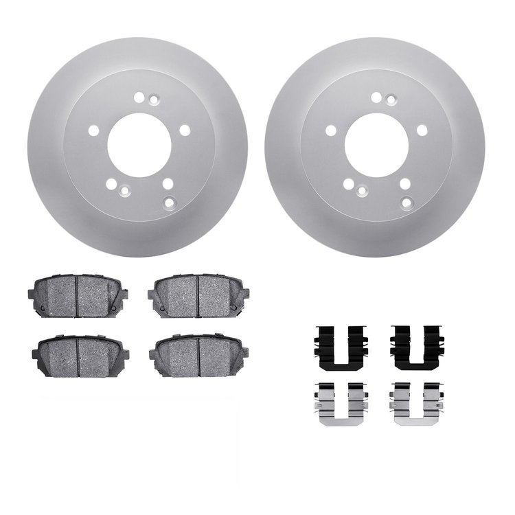 4312-21017 Geospec Brake Rotors with 3000-Series Ceramic Brake Pads & Hardware, 2007-2012 Kia/Hyundai/Genesis, Position: Rear