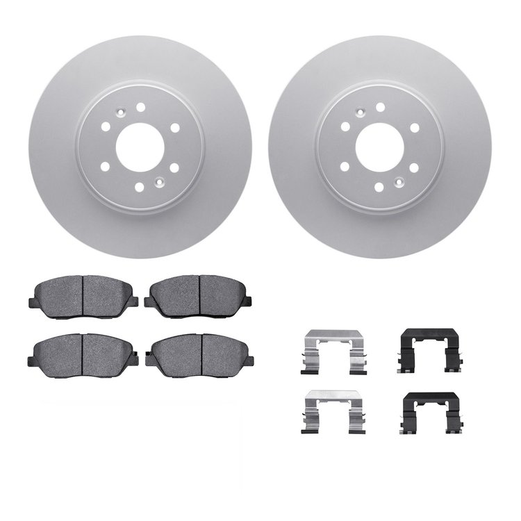 4312-21019 Geospec Brake Rotors with 3000-Series Ceramic Brake Pads & Hardware, 2009-2010 Kia/Hyundai/Genesis, Position: Front