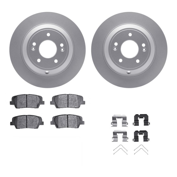 4312-21033 Geospec Brake Rotors with 3000-Series Ceramic Brake Pads & Hardware, Fits Select Kia/Hyundai/Genesis, Position: Rear