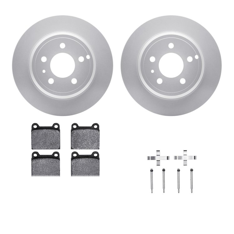 4312-27002 Geospec Brake Rotors with 3000-Series Ceramic Brake Pads & Hardware, 1996-2004 Volvo, Position: Rear