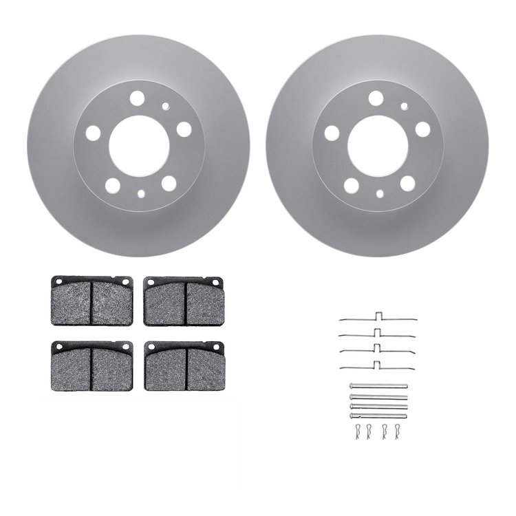 4312-27005 Geospec Brake Rotors with 3000-Series Ceramic Brake Pads & Hardware, 1979-1984 Volvo, Position: Front