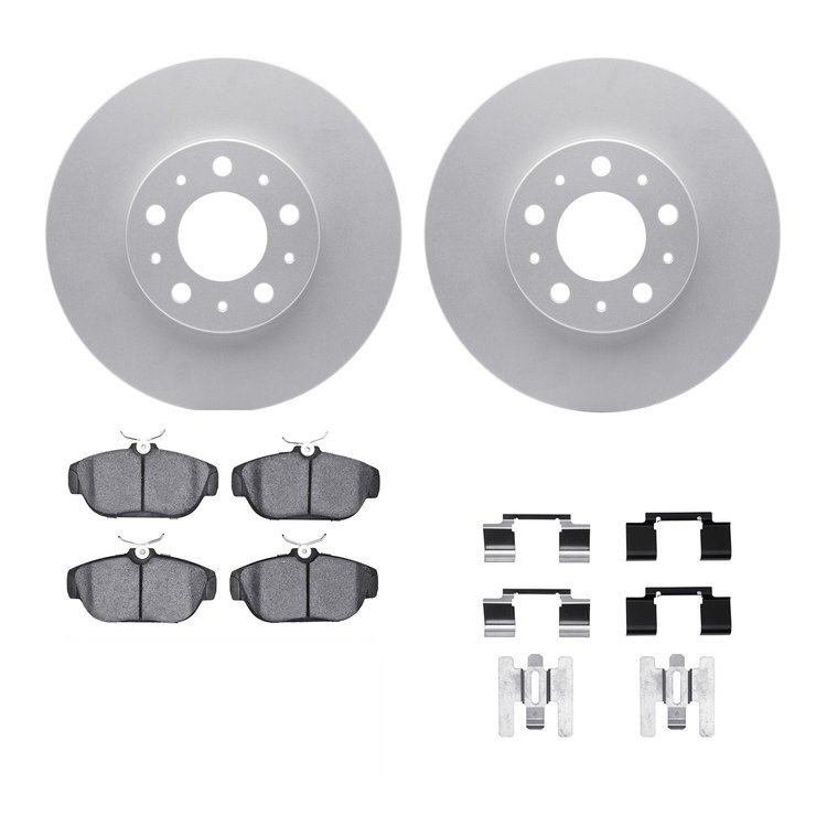 4312-27011 Geospec Brake Rotors with 3000-Series Ceramic Brake Pads & Hardware, 1995-1998 Volvo, Position: Front